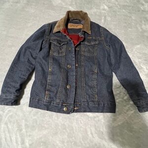 Wrangler Blue Jean Jacket with Brown Collar